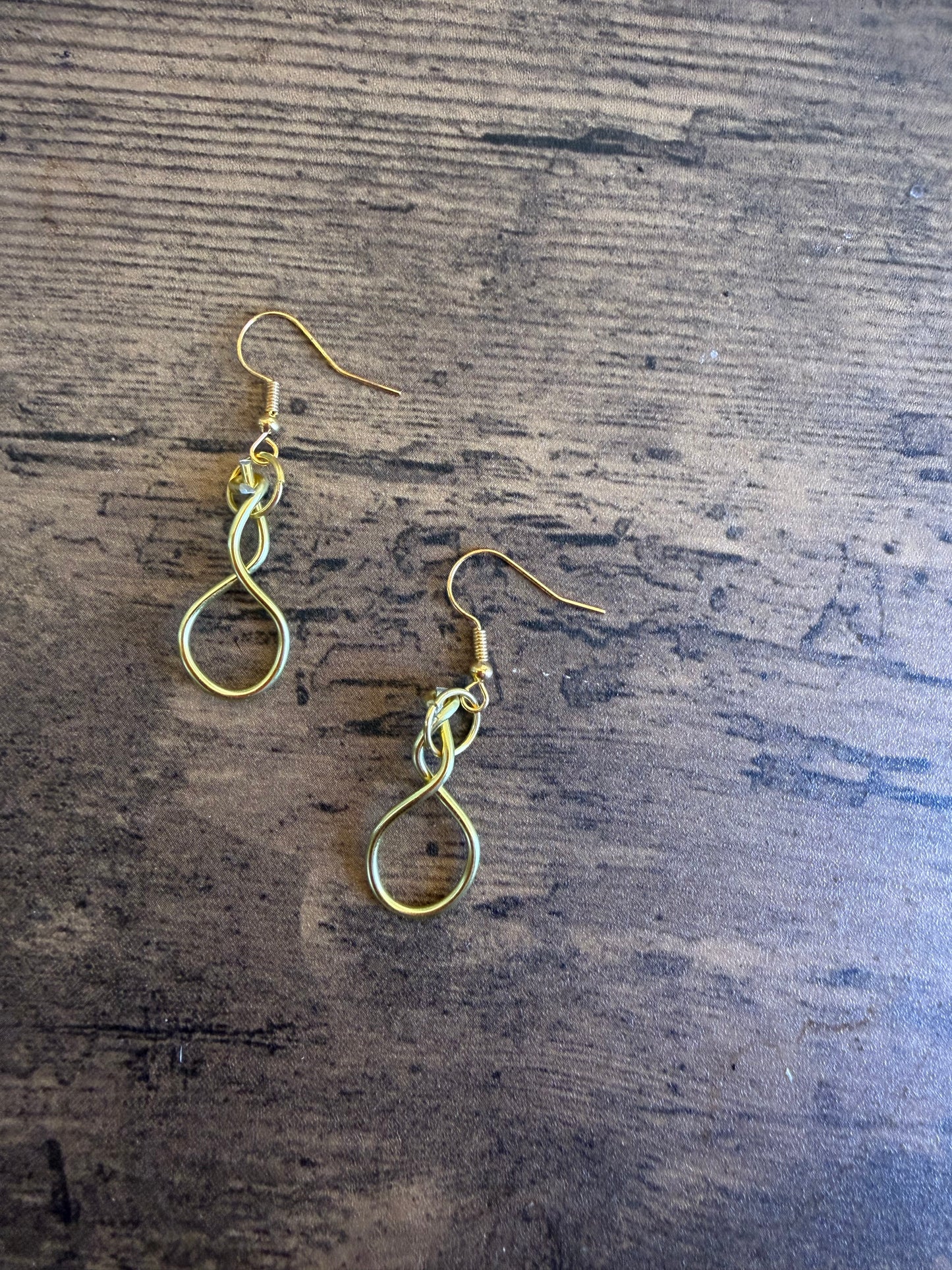 Handmade Gold Wire Earrings | Abstract Infinity Dangle Earrings |