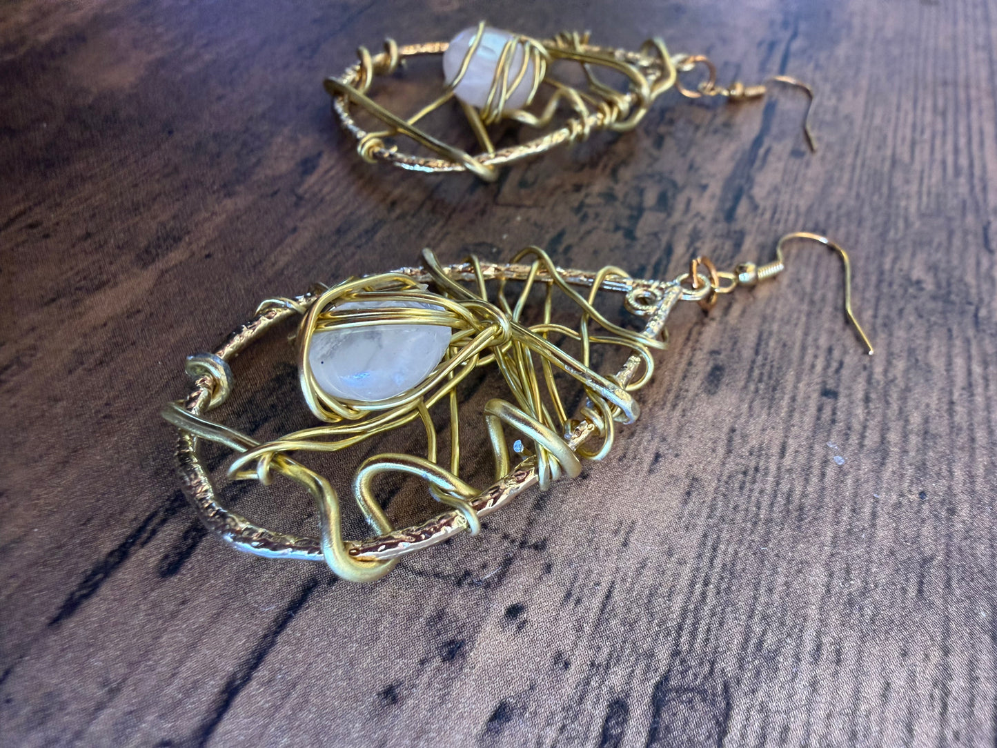 Sculptural boho crystal wire earrings