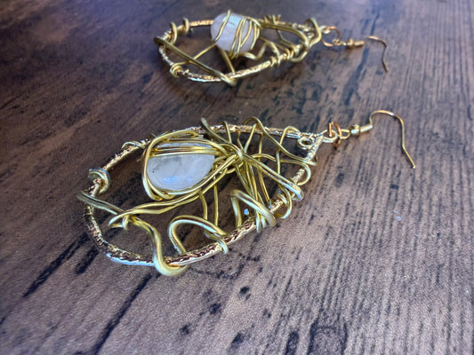 Sculptural boho crystal wire earrings