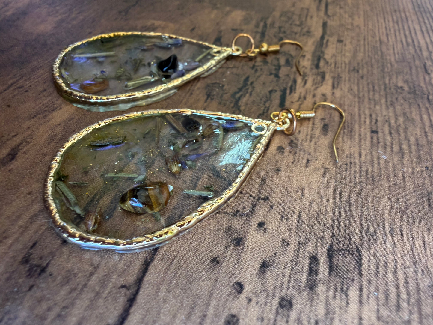 Tiger’s Eye Earrings with Rosemary & Lavender