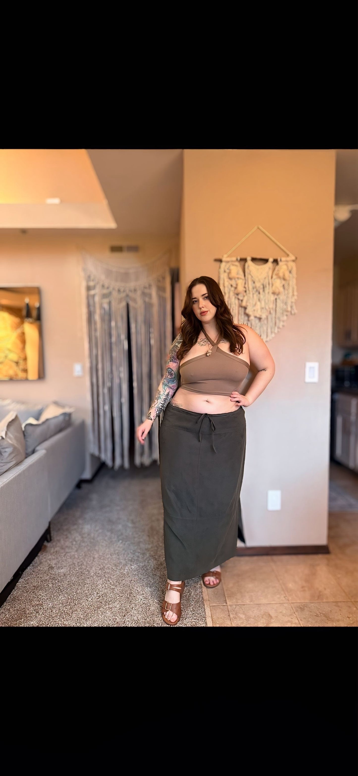 Size 22 | Olive Horizon Maxi Skirt