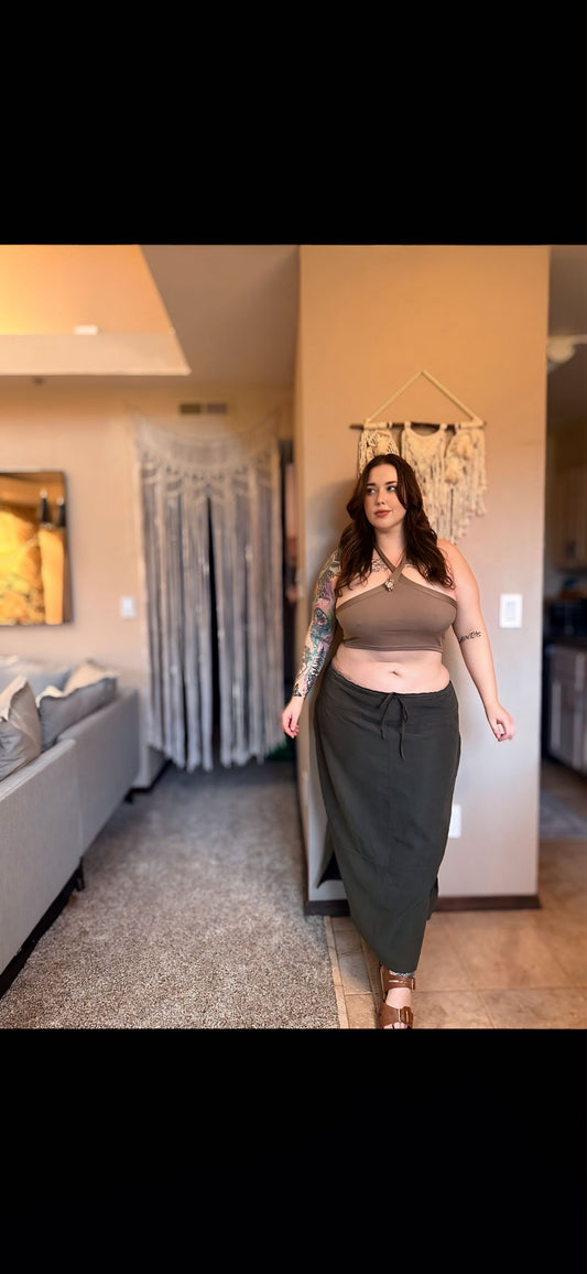 Size 22 | Olive Horizon Maxi Skirt