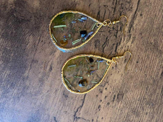 Obsidian & Tiger’s Eye , Rosemary Lavender Earrings