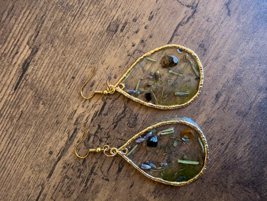 Tiger’s Eye Earrings with Rosemary & Lavender