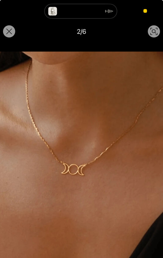 Triple Moon Goddess Necklace