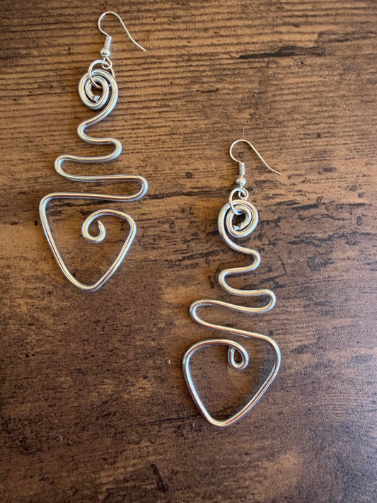 Boho geometric silver wire earrings
