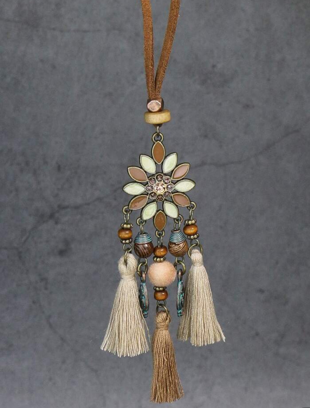 Boho Sunflower Tassel Necklace