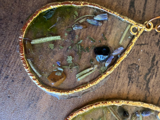 Obsidian & Tiger’s Eye , Rosemary Lavender Earrings