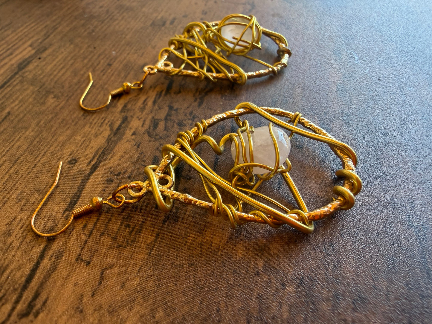 Sculptural boho crystal wire earrings